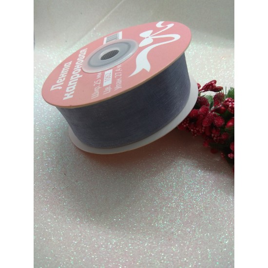 Лента органза 2,5 см (цв. серый)